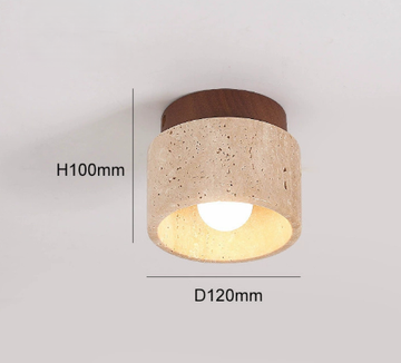 Japanese-Style Stone Ceiling Lamp – Silent Wind Yellow Cave Design, Retro Creative Light for Entryway, Corridor, Hallway, Porch & Balcony