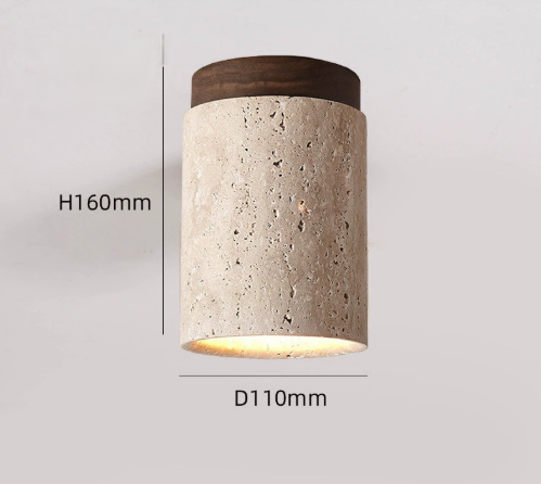 Japanese-Style Stone Ceiling Lamp – Silent Wind Yellow Cave Design, Retro Creative Light for Entryway, Corridor, Hallway, Porch & Balcony