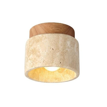 Yellow Travertine Ceiling Light, Aisle Light, Corridor Light, Entrance Hall, Medieval Wabi-Sabi Cream Style Entrance Led Ceiling Light