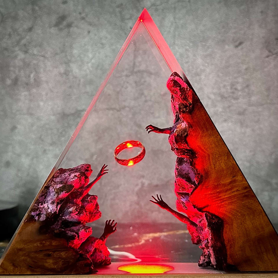 Magic Ring Resin Night Light | Handmade Epoxy Wood Lamp, Home Décor & Gift for Boyfriend