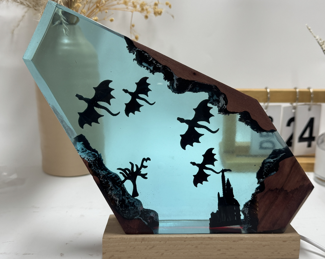 Game of Power Themed Dragon Lamp – Unique Resin Sculpture Light for Dragon Lovers
