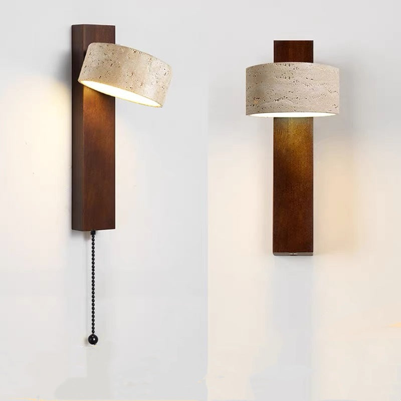 Rotatable Solid Wood Wall Lamp, Japanese Wabi-Sabi Wall Sconce, Modern Bedside Reading Light, Wooden Aisle & Hallway Lighting