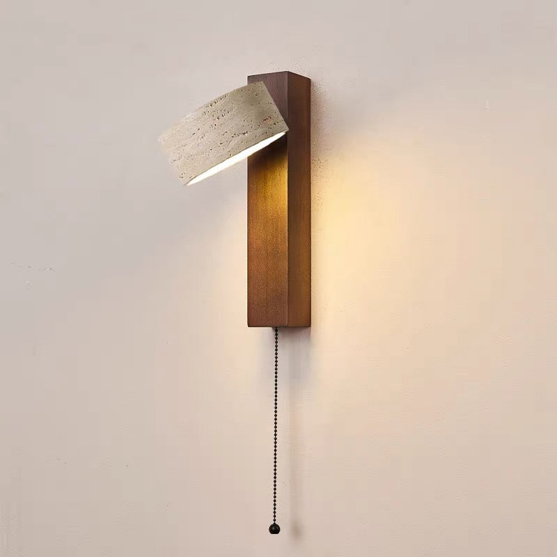 Rotatable Solid Wood Wall Lamp, Japanese Wabi-Sabi Wall Sconce, Modern Bedside Reading Light, Wooden Aisle & Hallway Lighting