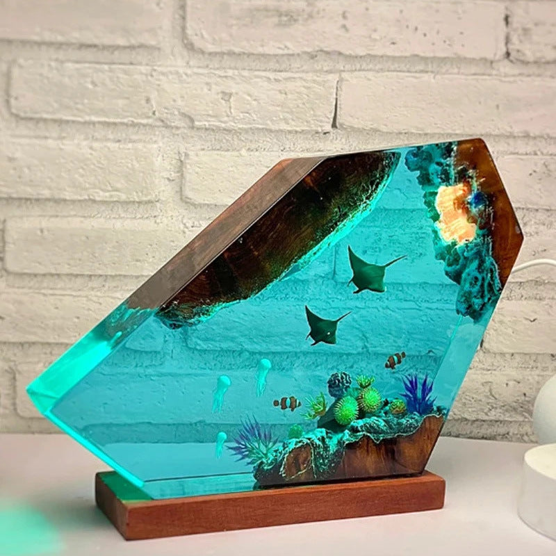 Devil Fish & Jellyfish Resin Lamp – Handmade Undersea Night Light | Unique Christmas Gift 2025