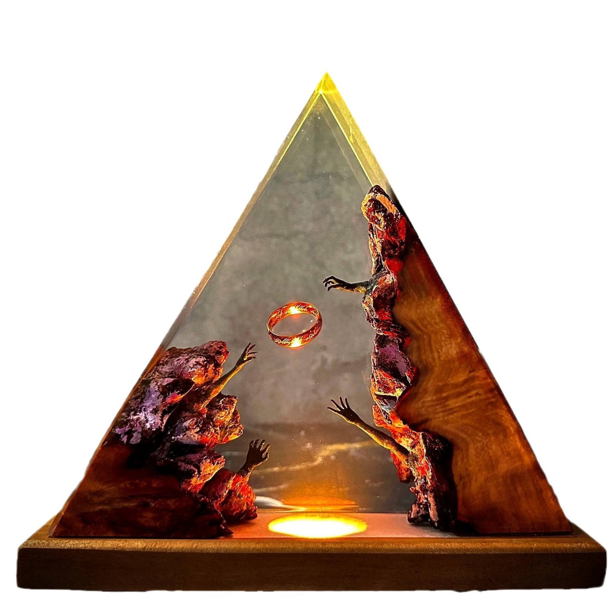 Magic Ring Resin Night Light | Handmade Epoxy Wood Lamp, Home Décor & Gift for Boyfriend