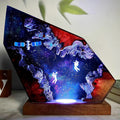 Astronaut Satellite Resin Night Light | Handmade Space Lamp with Wooden Base, Cosmic Star Lamp Christmas Gift